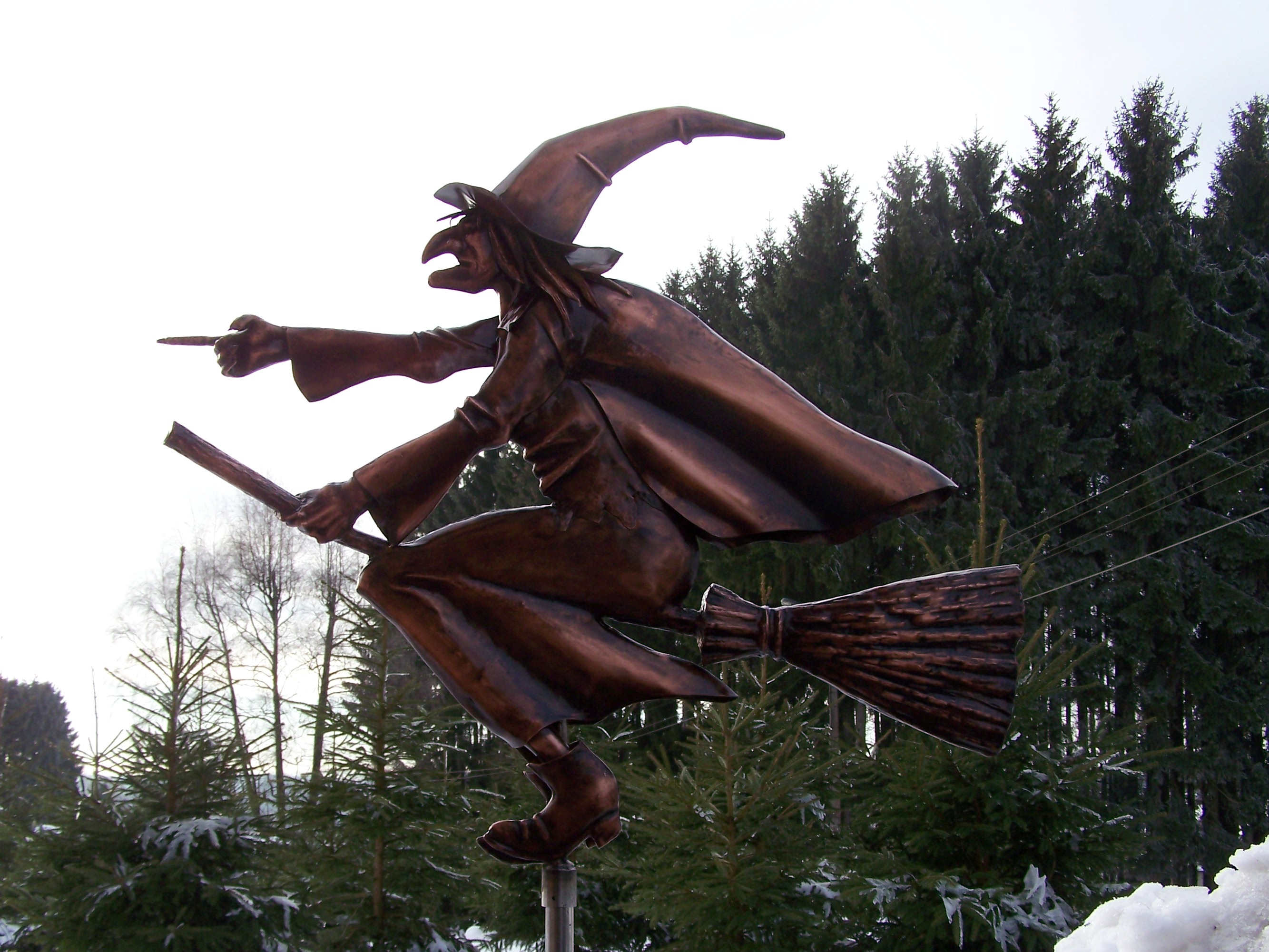 Witch, copper, weathervane, windvane, heks, koper