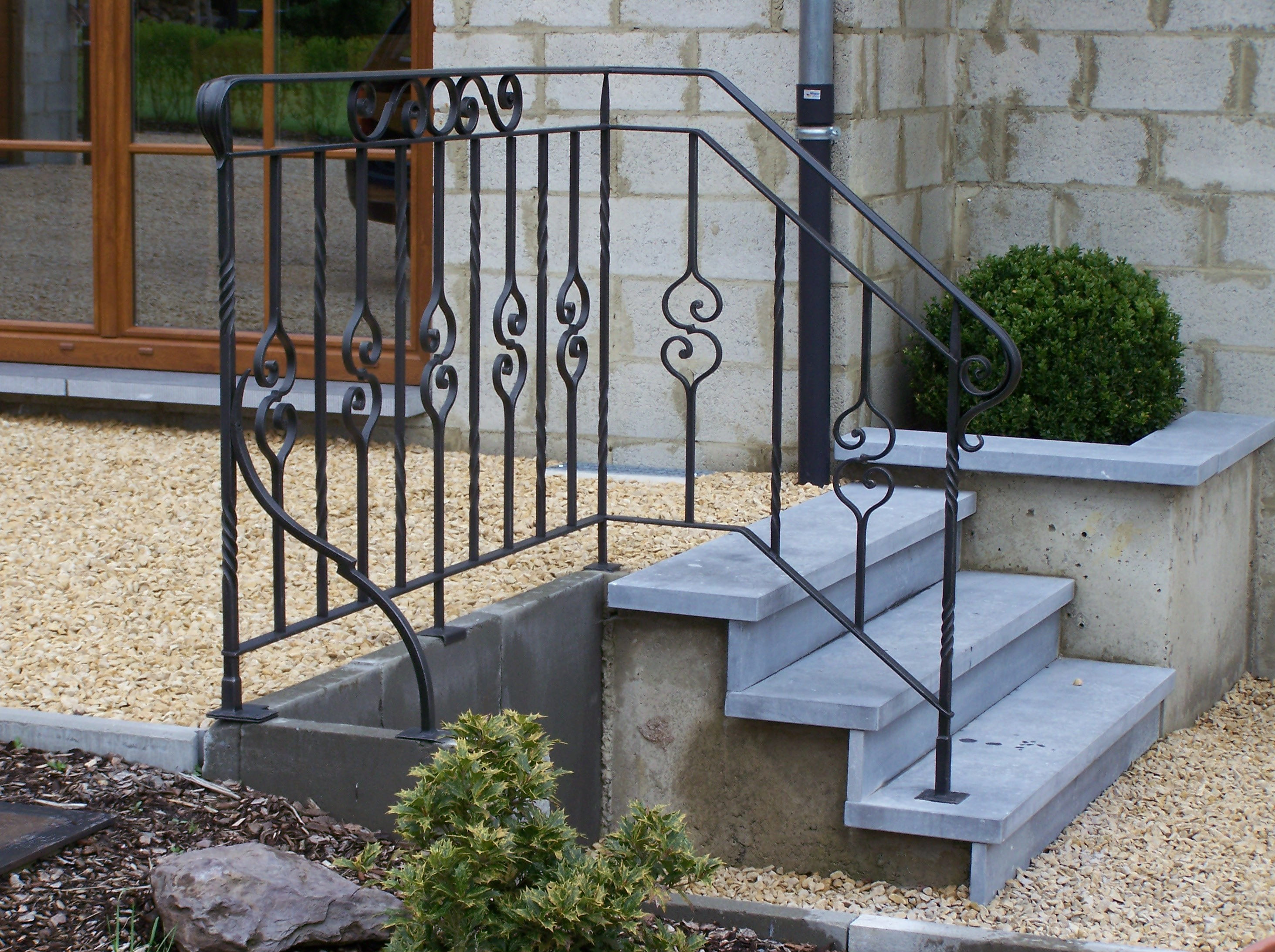 leuning, balustrade, smeedijzer, klassiek, trap